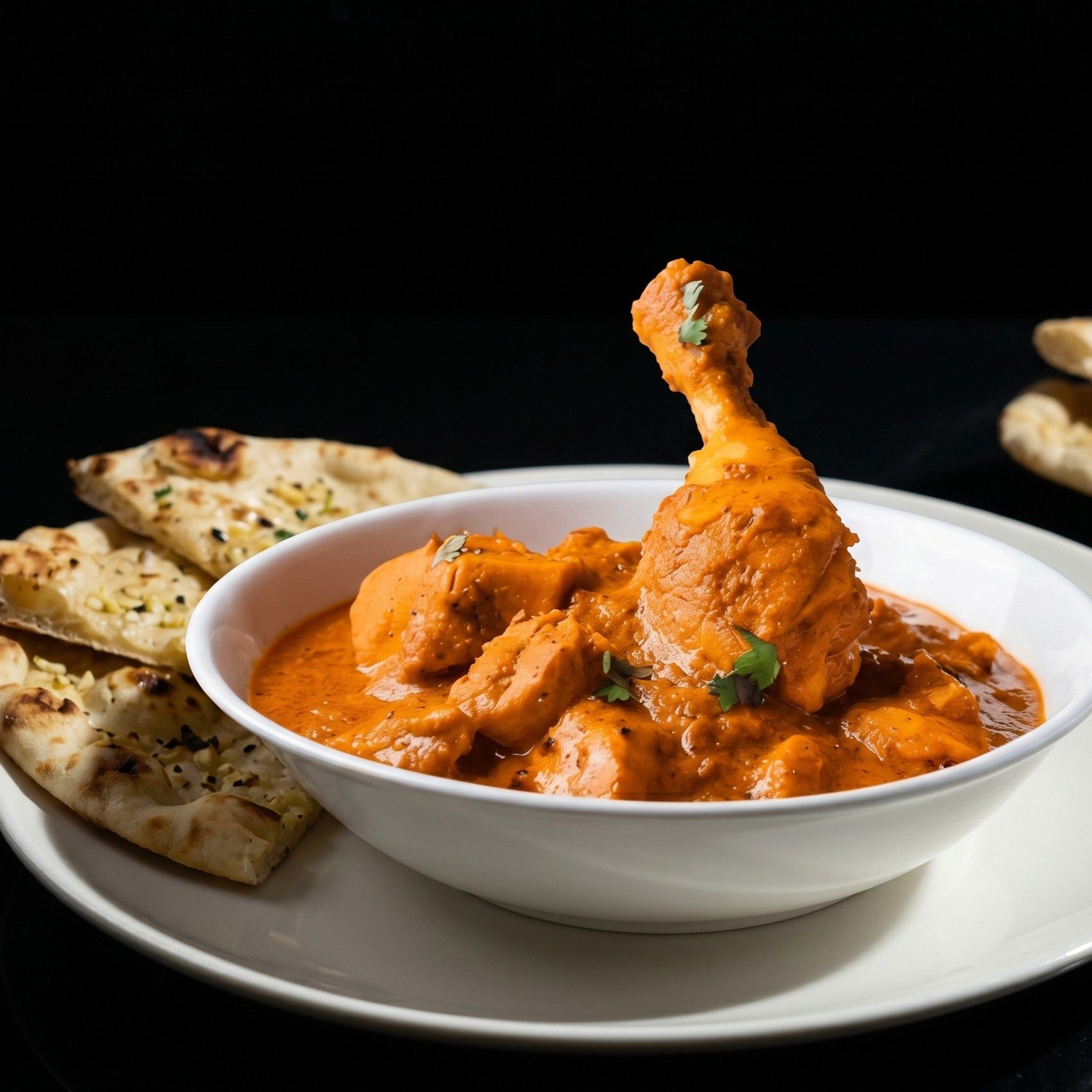 Lunch Chicken Methi Malai with Garlic Naan.