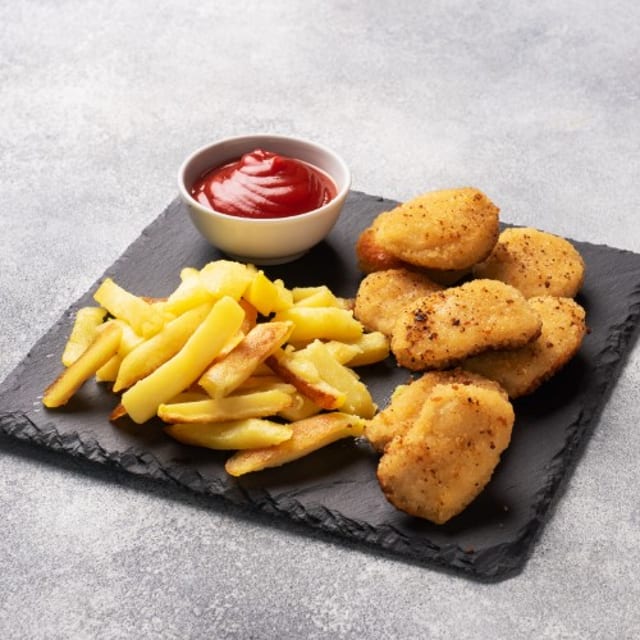 Chicken Nuggets with French Fries.