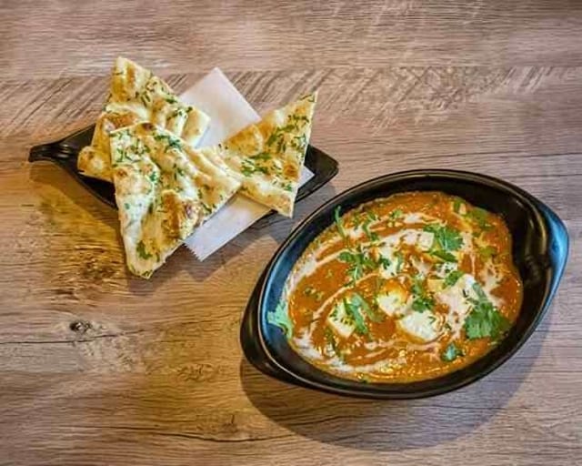 Lunch Paneer Makhani with Garlic Naan.